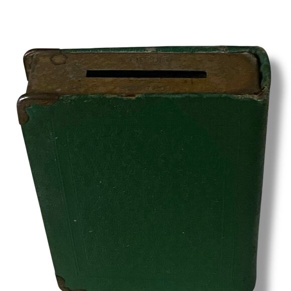 Green Metal Book Bank Advertising Small Souvenir Collectible Vignette Piece - Picture 4 of 10